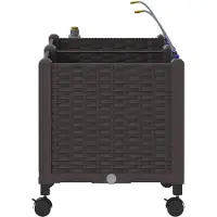 vidaXL Tuin Plantenbak met Irrigatie en Wielen 2 st Bruin PP