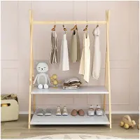 Idimex Kinderkledingkast DANILO met 1 kledingroede & 2 legplanken in naturel/wit. Montessorimeubels voor de kinderkamer, vrijstaande garderobekast van massief hout met legplank - grote afbeelding