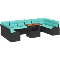 vidaXL Tuinbank Set 11 st Zwart Poly rattan