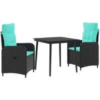 vidaXL Sofa Tafel Set 3 st PE rotan en poedergecoat staal