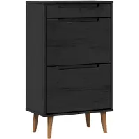 vidaXL Schoenenkast MOLDE 59,5 x 35 x 103 cm Massief grenenhout Zwart