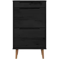 vidaXL Schoenenkast MOLDE 59,5 x 35 x 103 cm Massief grenenhout Zwart