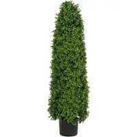 MCW Kunstbuxus -Q89, buxus (Buxus) in pot, decoratieve boom, kunstplant, kegelvormig, natuurgetrouw, groenblijvend, voor buiten, 120x35x35 cm