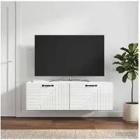 vidaXL Wandmontage TV-kast Hoogglans Wit 98 x 41 x 30 cm Bewerkt hout