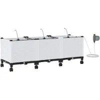 vidaXL Tuin Plantenbak met Irrigatie en Wielen 3 st Wit PP