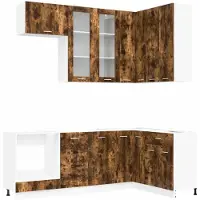 vidaXL Keukenelement LYON, 8 stuks, gerookt eikenhout, houtvezel