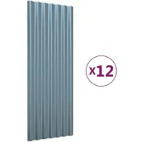vidaXL Dakpanelen 12 st 100x36 cm gegalvaniseerd staal grijs