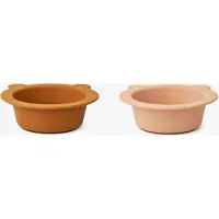 Liewood Peony bord met zuignap Ø16 cm 2-delig Mustard-tuscany rose mix