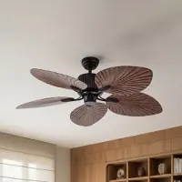 LUCANDE Silvaris plafondventilator, houtlook, DC, stil, Ø 132 cm, afstandsbediening - , Silvaris, Hout, Woonkamer, Kunststof, Scandinavisch
