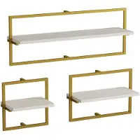 Norda Design Set van 3 wandplanken Yeso | spaanplaat wit 80x30x20 cm wandplanken en -haken | NADUVI
