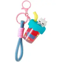 I-Total Sleutelhanger Bubble Tea Eenhoorn Keychain UNICORN Plastic and Metal 4.0x4.0x7.0cm