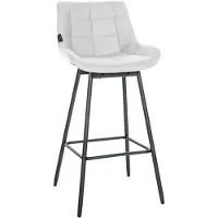 CLP Barkruk Weston 180 graden draaibaar met rugleuning, gestoffeerde zitting en metalen onderstel zwart/wit