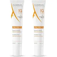 A-Derma Protect Onzichtbare Fluid Spf50+ | Zeer hoge zonnebescherming | Fragiele gemengde tot vette huid 2x40 ml Zonnecrème