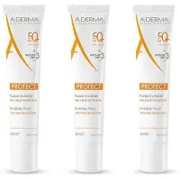 A-Derma Protect Onzichtbare Fluid Spf50+ | Zeer hoge zonnebescherming | Fragiele gemengde tot vette huid 3x40 ml Zonnecrème