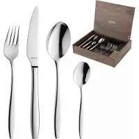 Amefa Ventura 24-delige Bestekset – 6 Personen – Zilver – In Luxe Houten Cassette-Hoogwaardig 18/10 chroomnikkelstaal