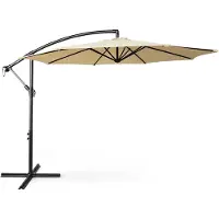 Akord Tuinparasol ASTER / Zweefparasol Met Voet / Verstelbare Hoogte / UV-bescherming, Waterdicht / Beige / 300 x 300 x 45 cm