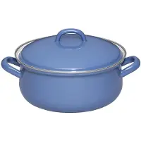 Riess pan met deksel, diameter 20 cm, 2 liter, kleur: donkerblauw, materiaal: geëmailleerd