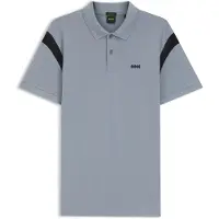 BOSS Heren Union Paddy poloshirt grijs (L), Casual, Sportief, Polyester, Korte mouwen 50564793
