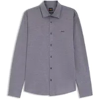 BOSS Slim-fit overhemd van gemêleerde katoenen jersey Maat L