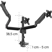 Hama Monitorarm - 3 monitoren - met gasveer - Zwart