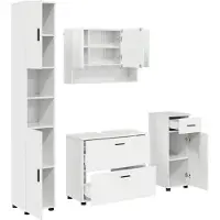 vidaXL Badkamermeubel Set 4 st Hoogglans wit 35 x 30 x 192 cm