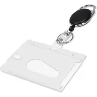 Kwmobile intrekbaar trekkoord en badgehouder - Enkele kaarthouder met riemclip, karabijnhaak en sleutelring - ID-kaarten, pasjes en badges - Zwart