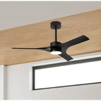 Mantra-Iluminacion LED plafondventilator Thai zwart DC-motor stil Ø 122 cm CCT Thai, dimbaar, zwart, Woon-/ Eetkamer, Kunststof, Modern