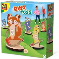 SES Creative SES - Ringwerpen - 5 houten ringwerp dierenfiguren met 4 stevige touwringen - buiten spelen