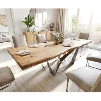 DELIFE Eettafel Edge 260x100 XL acacia natuur Spider staal roestvrij staal Live-Edge