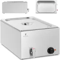 Royal Elektrische bain-marie verwarming met kraan, geschikt voor GN 1/1 bakken, 600 Watt