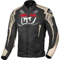 Berik Amras waterdichte motorfietstextiljas, zwart/khaki/rood, maat 52