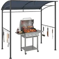 Outsunny -Grillpavillon-Metall, Polyester-215B x 150T x 174/220H cm-Grau+Schwarz