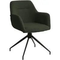 CLP Merlinda Eetkamerstoel - Draaibaar 360° - Gestoffeerd met Armleuningen - Comfortabele Fauteuil - Teddy Stof/donkergroen