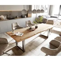 DELIFE Eettafel Edge 260x100 XL acacia natuur roestvrijstaal breed Live-Edge