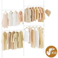SoBuy KLS03-II-W Stevige uitschuifbare kledingstang - Verstelbaar 124–226 × 200–295 cm - Wit