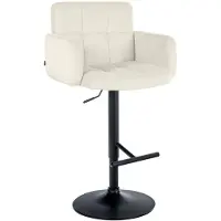 CLP Los Angeles Barkruk - Met armleuning - Met rugleuning - Verstelbaar - Velvet - Fluweel - creme zwart