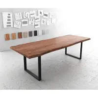 DELIFE Eettafel Edge 260x100 XL acacia bruin metaal zwart Live-Edge