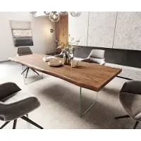DELIFE Eettafel Edge 260x100 XL acacia bruin glas Live-Edge