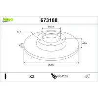 Valeo 673188 Remschijf