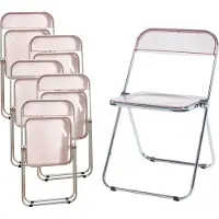 En.casa Klapstoel set van 6 Pornainen 74x46x47 cm roze transparant []