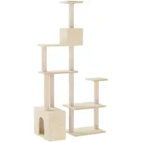 vidaXL Kattentoren met sisal krabpalen Crèmekleurig 177,5 cm