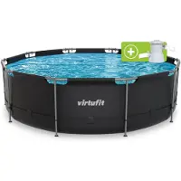 VirtuFit Rond Zwembad - Ø366 x 100 cm - Antraciet - Inclusief Filterpomp