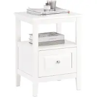 SoBuy Bijzettafel – Met Deur & Lade – max. 50 kg – 45 x 35 x 60 cm – Wit