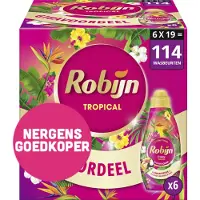 Robijn -Vloeibaar Wasmiddel - Klein & Krachtig - Tropical - 6 flessen - 114 wasbeurten