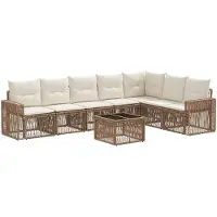 vidaXL Tuinbank Set 8 st Beige en Crème Wit poly rattan