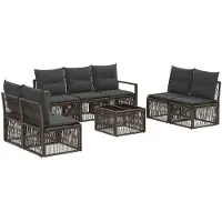 vidaXL Tuinbank Set 8 st Grijs poly rattan