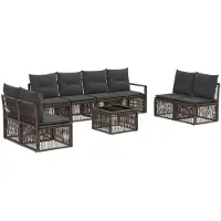 vidaXL Tuinbank Set 9 st Grijs poly rattan