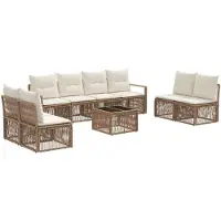 vidaXL Tuinbank Set 9 st Beige poly rattan