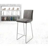 DELIFE Barstoel Earnest-Flex diamant quilten antraciet vintage slipframe roestvrij staal
