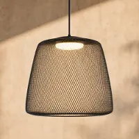 LUCANDE LED buiten hanglamp Korvyn, zwart, Ø 50 cm, traploos dimbaar, zwart, metaal, Design